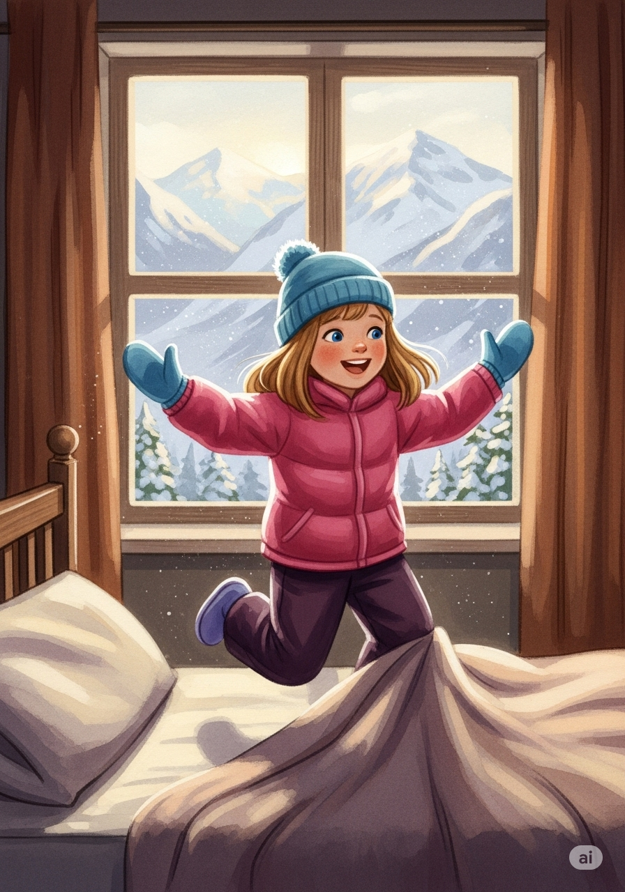 Illustrazione del capitolo 1: Lea guarda la neve dalla finestra